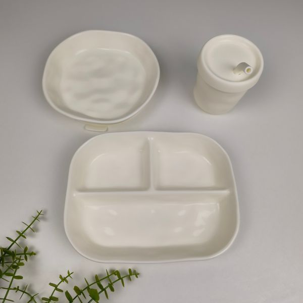 Набір дитячого посуду HEORSHE Ripple Feeding Set 3в1 (тарілка, супниця, стаканчик), силіконовий, 6+ міс 2126 фото