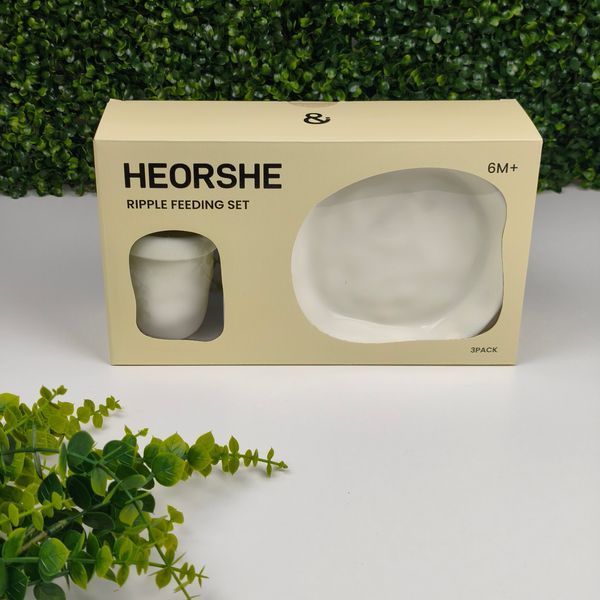 Набір дитячого посуду HEORSHE Ripple Feeding Set 3в1 (тарілка, супниця, стаканчик), силіконовий, 6+ міс 2126 фото