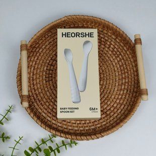 Набір силіконових ложок HEORSHE Baby Feeding Spoon Set 2 шт, для першого прикорму, м'які, 6+ міс 2127 фото