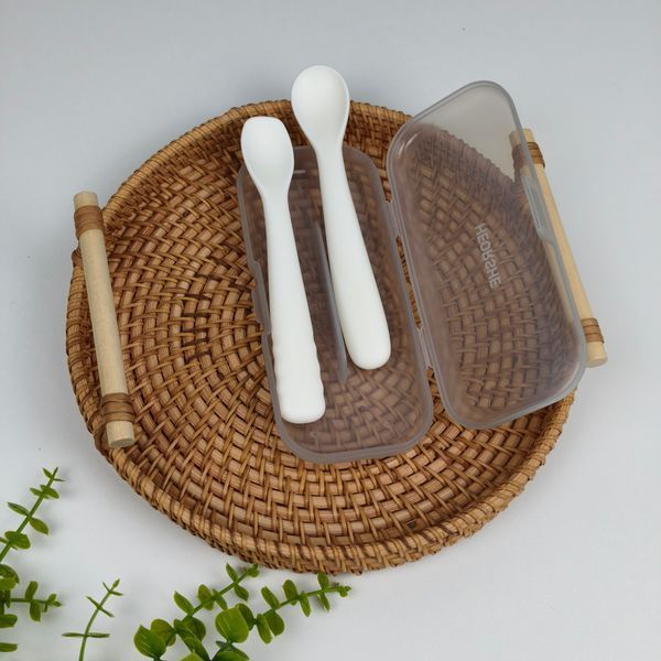 Набір силіконових ложок HEORSHE Baby Feeding Spoon Set 2 шт, для першого прикорму, м'які, 6+ міс 2127 фото