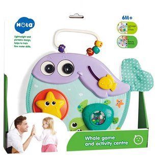 Брязкальце розвиваюче Hola Toys іграшка для малюків Кит з пальчиковим лабіринтом 3 в 1 728 фото